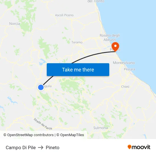 Campo Di Pile to Pineto map