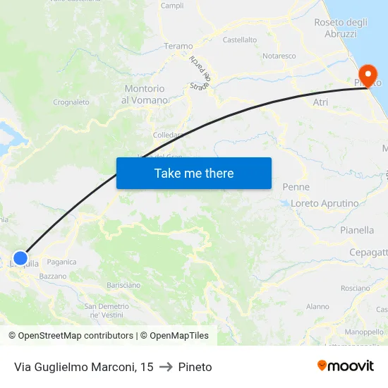 15 Guglielmo Marconi Street to Pineto map