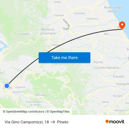 Gino Campomizzi Street, 18 to Pineto map