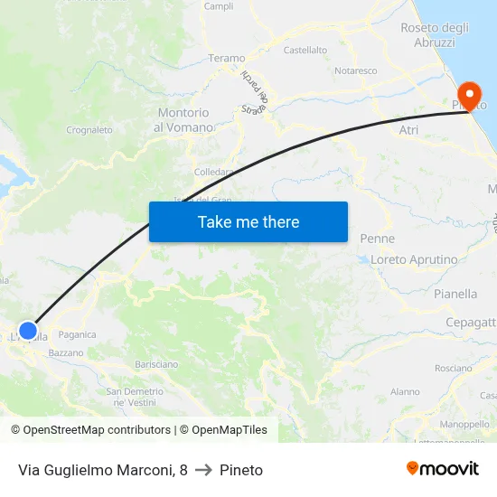Guglielmo Marconi Street, 8 to Pineto map