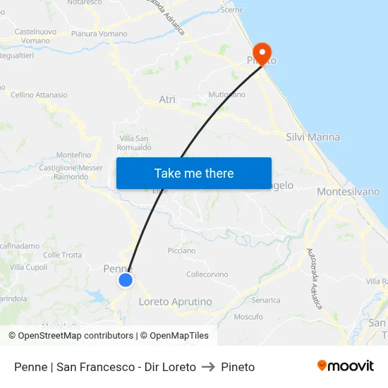 Penne | San Francesco - Dir Loreto to Pineto map