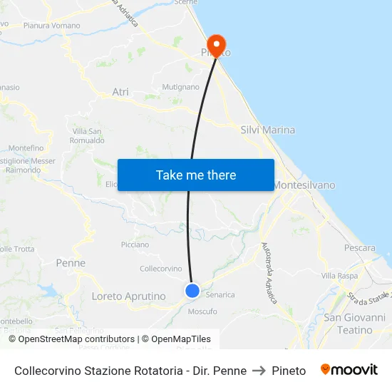 Collecorvino Station Roundabout - Dir. Penne to Pineto map