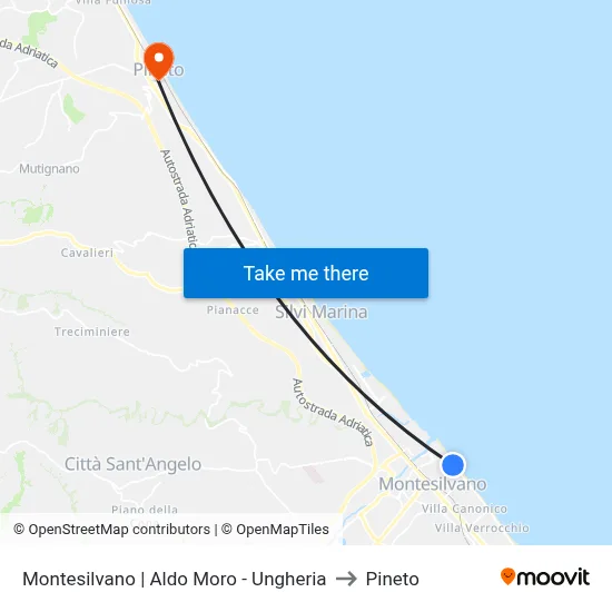 Montesilvano | Aldo Moro - Ungheria to Pineto map