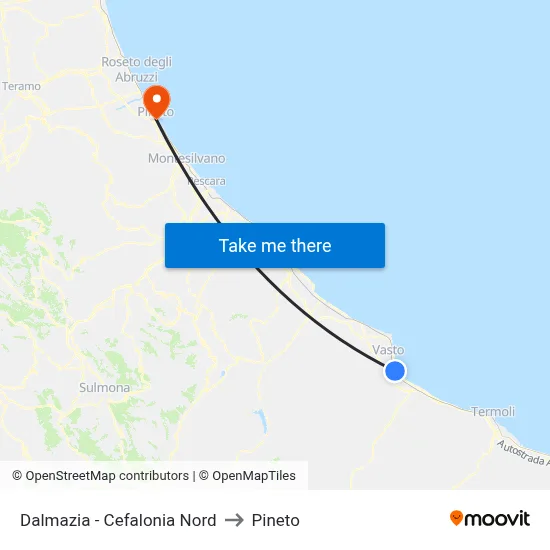 Dalmatia - North Cefalonia to Pineto map