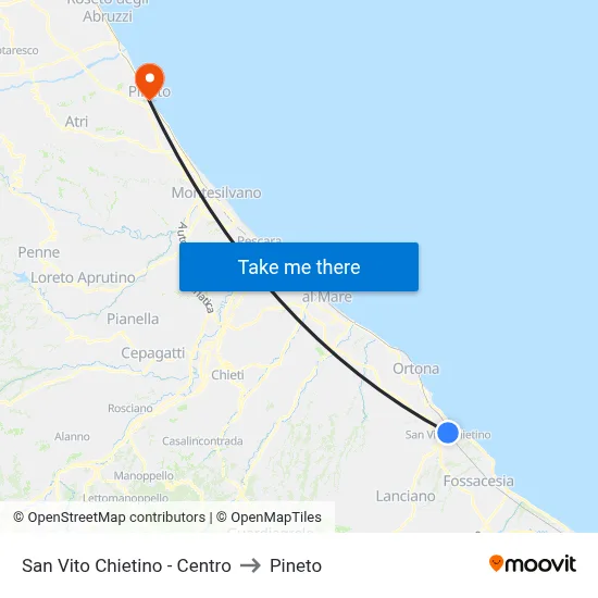 San Vito Chietino - Centro to Pineto map
