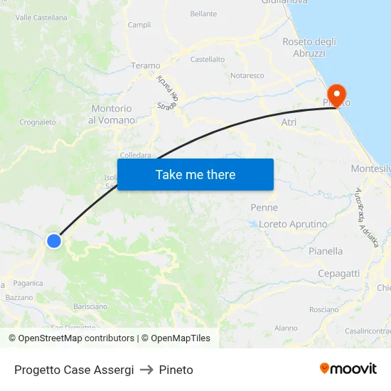 Assergi Housing Project to Pineto map