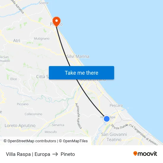 Villa Raspa | Europa to Pineto map