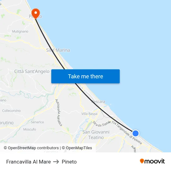 Francavilla Al Mare to Pineto map