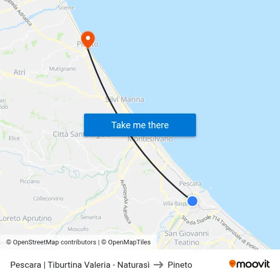 Pescara | Tiburtina Valeria - Naturasì to Pineto map