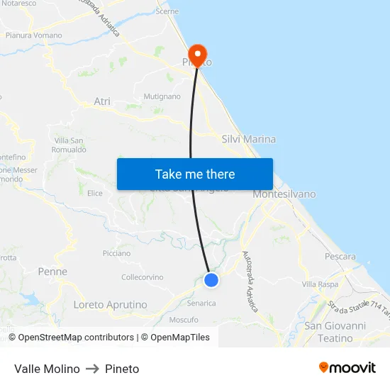 Valle Molino to Pineto map