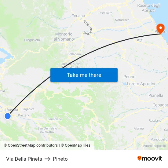 Pineta Street to Pineto map