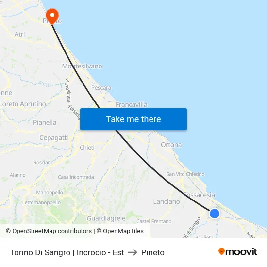 Torino Di Sangro | Incrocio - Est to Pineto map