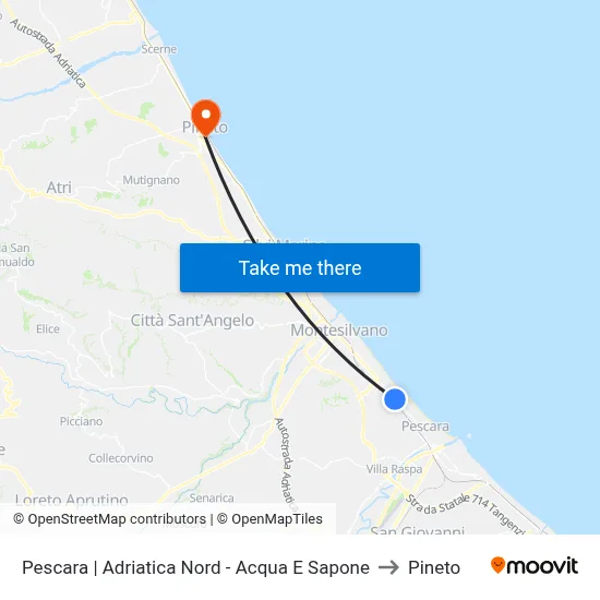 Pescara | Adriatica Nord - Acqua E Sapone to Pineto map