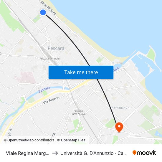 Viale Regina Margherita, 158 to Università G. D'Annunzio - Campus Di Pescara map