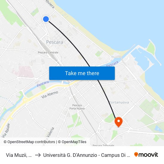 Via Muzii, Null to Università G. D'Annunzio - Campus Di Pescara map