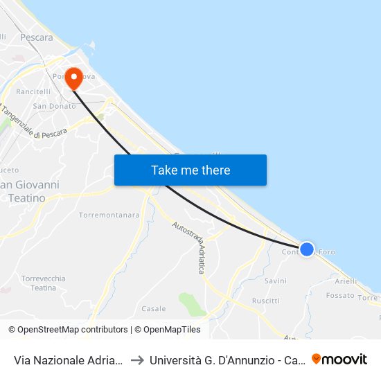 Via Nazionale Adriatica Nord, 38 to Università G. D'Annunzio - Campus Di Pescara map