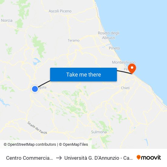 Centro Commerciale L'Aquilone to Università G. D'Annunzio - Campus Di Pescara map