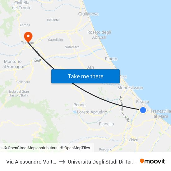 Via Alessandro Volta, 5 to Università Degli Studi Di Teramo map