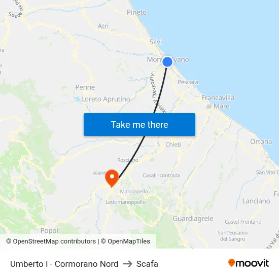 Umberto I - North Cormorano to Scafa map