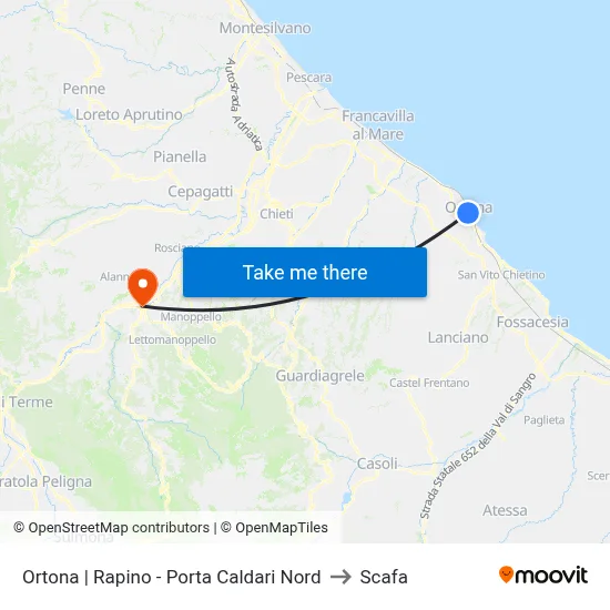 Ortona | Rapino - Porta Caldari Nord to Scafa map