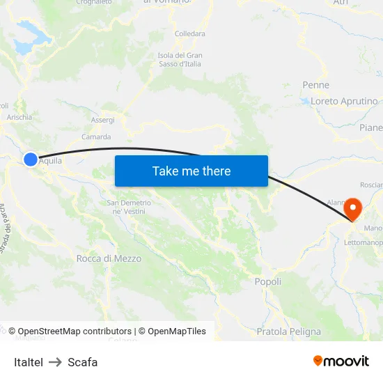 Italtel to Scafa map