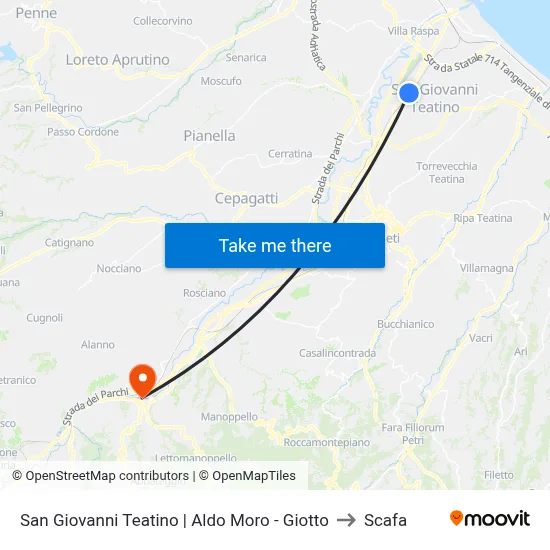 San Giovanni Teatino | Aldo Moro - Giotto to Scafa map