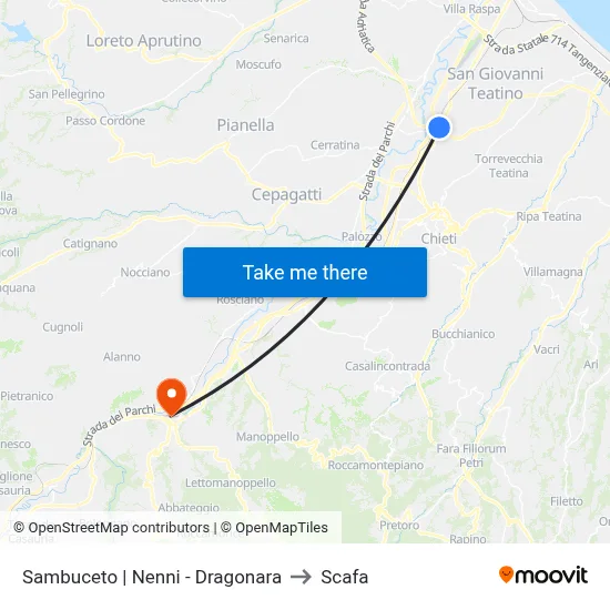 Sambuceto | Nenni - Dragonara to Scafa map