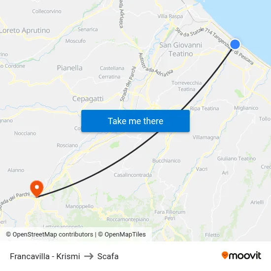 Francavilla - Krismi to Scafa map