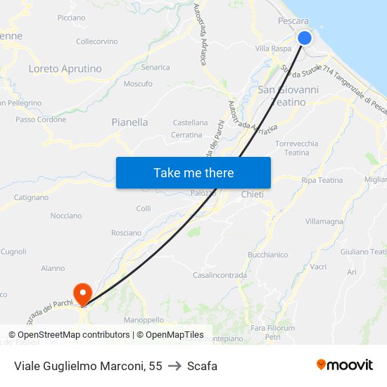 Viale Guglielmo Marconi, 55 to Scafa map