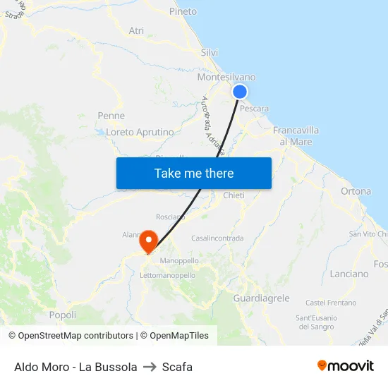 Aldo Moro - La Bussola to Scafa map