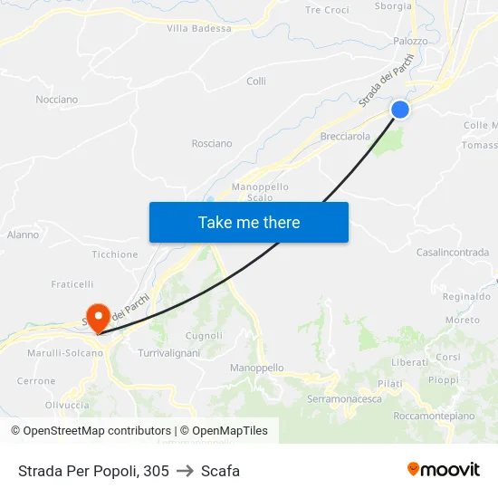 Strada Per Popoli, 305 to Scafa map