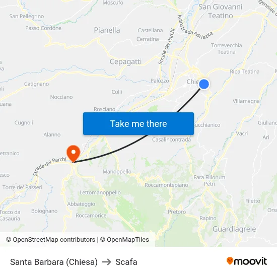 Santa Barbara (Church) to Scafa map