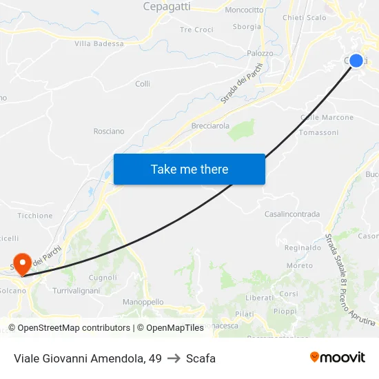 Viale Giovanni Amendola, 49 to Scafa map