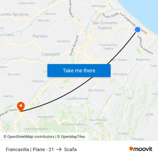 Francavilla | Piane - 21 to Scafa map