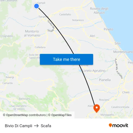 Bivio Di Campli to Scafa map