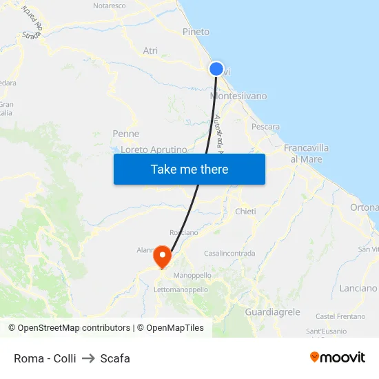 Roma - Colli to Scafa map