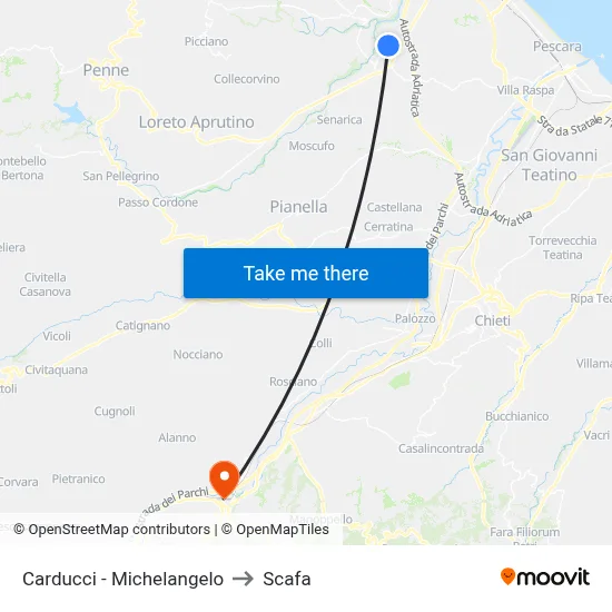 Carducci - Michelangelo to Scafa map