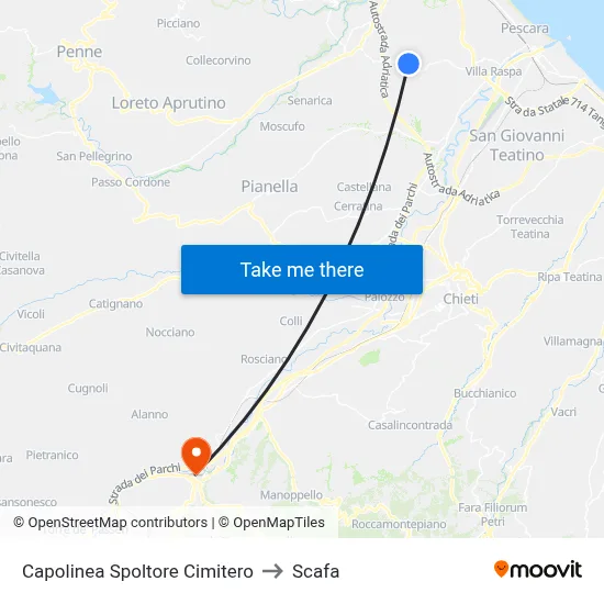 Spoltore Cemetery Terminal to Scafa map