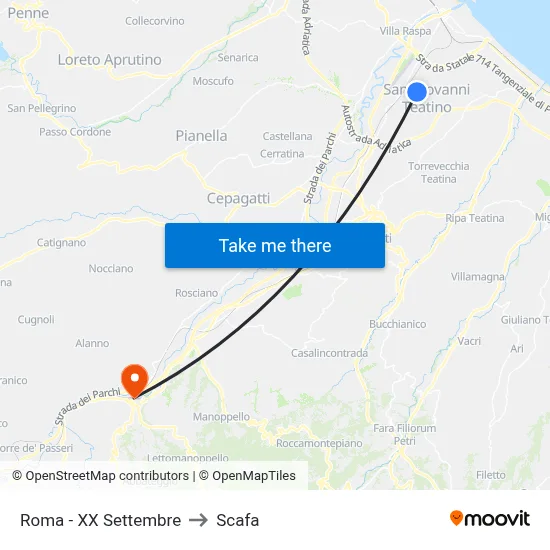 Roma - XX September to Scafa map