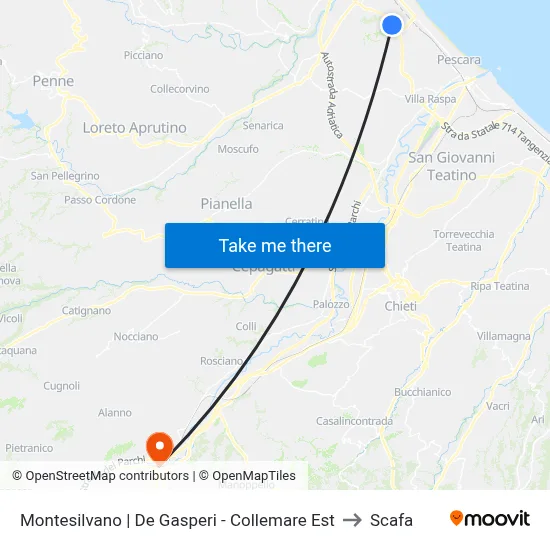 Montesilvano | De Gasperi - Collemare Est to Scafa map