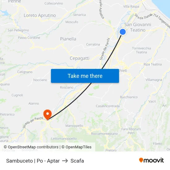 Sambuceto | Po - Aptar to Scafa map