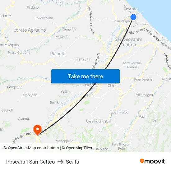 Pescara | San Cetteo to Scafa map