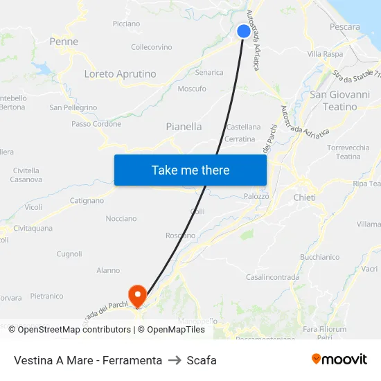 Vestina A Mare - Hardware Store to Scafa map