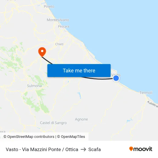 Vasto - Mazzini Bridge / Optician to Scafa map