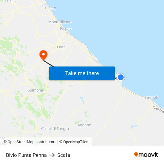 Punta Penna Junction to Scafa map
