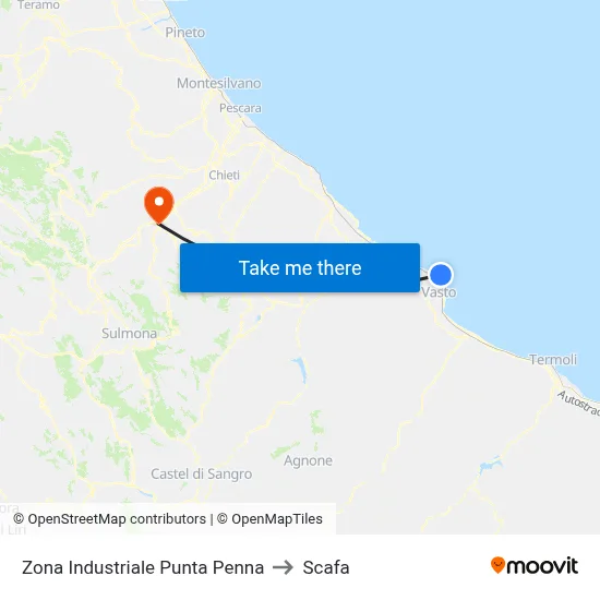 Punta Penna Industrial Zone to Scafa map