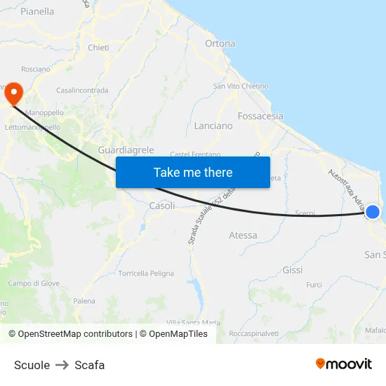 Schools to Scafa map