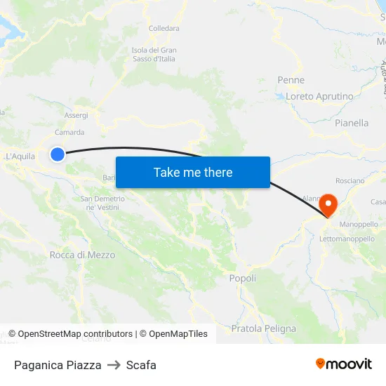 Paganica Piazza to Scafa map
