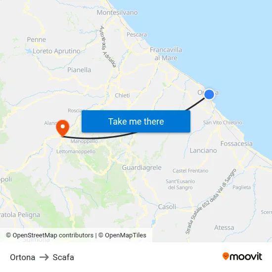 Ortona to Scafa map