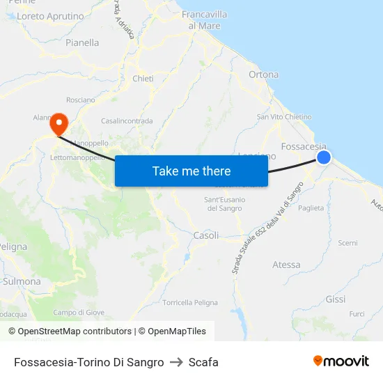 Fossacesia-Torino Di Sangro to Scafa map